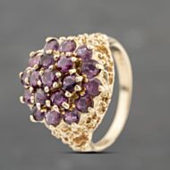 Pre-Owned 9ct Yellow Gold Ruby Large Cluster Ring 41103665