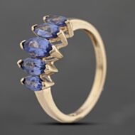 Pre-Owned 9ct Yellow Gold Tanzanite Marquise Shape Five Stone Ring 41103671