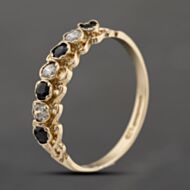 Pre-Owned 9ct Yellow Gold Sapphire & Cubic Zirconia Half Eternity Ring 41103686