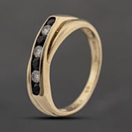 Pre-Owned 9ct Yellow Gold Sapphire & Cubic Zirconia Crossover Half Eternity Ring 41103690