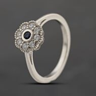 Pre-Owned 9ct White Gold Sapphire & Cubic Zirconia Flower Cluster Ring 41103691