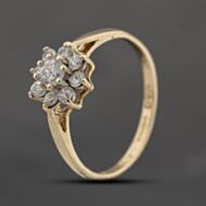 Pre-Owned 9ct Yellow Gold Cubic Zirconia Flower Cluster Ring 41103696