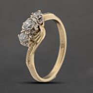 Pre-Owned 9ct Yellow Gold Cubic Zirconia Twist Three Stone Ring 41103699