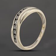 Pre-Owned 9ct White Gold Cubic Zirconia Channel Set Crossover Half Eternity Ring 41103711