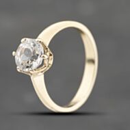Pre-Owned 9ct Yellow Gold White Quartz Solitaire Ring 41103733
