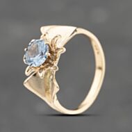 Pre-Owned Vintage Yellow Gold Synthetic Blue Spinel Flower Dress Ring 41103736