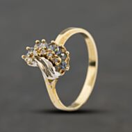 Pre-Owned 9ct Two Colour Gold Blue Topaz & Cubic Zirconia Twist Dress Ring 41103739