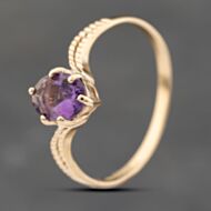 Pre-Owned 9ct Yellow Gold Amethyst Twist Dress Ring 41103745