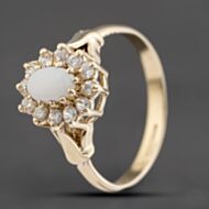 Pre-Owned 9ct Yellow Gold Opal & Cubic Zirconia Cluster Ring 41103750