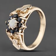 Pre-Owned 9ct Yellow Gold Opal & Sapphire Cluster Ring 41103751
