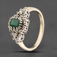 Pre-Owned 9ct Yellow Gold Agate & Cubic Zirconia Cluster Ring 41103763