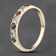 Pre-Owned 9ct Yellow Gold Garnet & Cubic Zirconia Half Eternity Ring 41103770