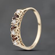 Pre-Owned 9ct Yellow Gold Garnet & Cubic Zirconia Half Eternity Ring 41103771