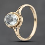 Pre-Owned 9ct Yellow Gold Aquamarine Oval Dress Ring 41103783