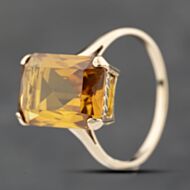 Pre-Owned Yellow Gold Synthetic Golden Yellow Sapphire Oblong Dress Ring 41103792