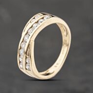 Pre-Owned 9ct Yellow Gold Cubic Zirconia Channel Set Crossover Ring 41103824