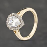 Pre-Owned 9ct Yellow Gold Cubic Zirconia Teardrop Cluster Ring 41103826