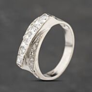 Pre-Owned 9ct White Gold Cubic Zirconia Triple Crossover Ring 41103828