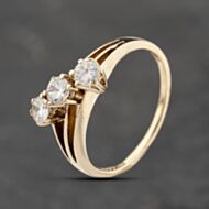 Pre-Owned 9ct Yellow Gold Cubic Zirconia Three Stone Ring 41103829