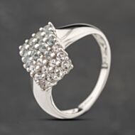 Pre-Owned White Gold Cubic Zirconia Double Grid Dress Ring 41103835