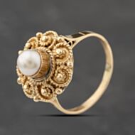 Pre-Owned Yellow Gold Cultured Pearl Ornate Dress Ring 41103839