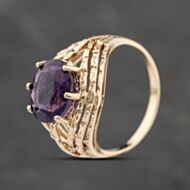 Pre-Owned Vintage Yellow Gold Amethyst Oval Dress Ring 41103846