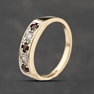 Pre-Owned 9ct Yellow Gold Garnet & Cubic Zirconia Five Stone Half Eternity Ring 41103867