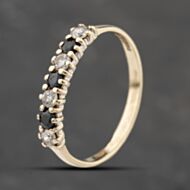Pre-Owned 9ct Yellow Gold Sapphire & Cubic Zirconia Half Eternity Ring 41103874