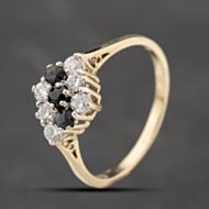 Pre-Owned 9ct Yellow Gold Sapphire & Cubic Zirconia Three Row Cluster Ring 41103876