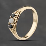 Pre-Owned 9ct Yellow Gold Opal & Sapphire Three Stone Ring 41103878
