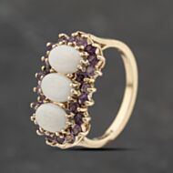 Pre-Owned 9ct Yellow Gold Opal & Amethyst Oval Dress Ring 41103881