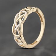Pre-Owned 9ct Yellow Gold Openwork Infinity Signet Ring 41103886
