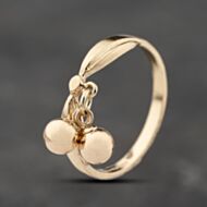 Pre-Owned 9ct Yellow Gold Double Bead Dropper Signet Ring 41103888