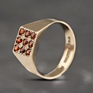 Pre-Owned 9ct Yellow Gold Garnet Square Signet Ring 41103889