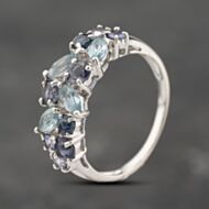 Pre-Owned 9ct White Gold Blue Topaz & Tanzanite Multi-Stone Cluster Ring 41103895