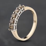Pre-Owned 9ct Yellow Gold Smokey Quartz Five Stone Ring 41103899