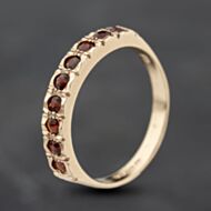 Pre-Owned 9ct Yellow Gold Garnet Half Eternity Ring 41103901