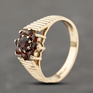 Pre-Owned 9ct Yellow Gold Garnet Flower Cluster Ring 41103910