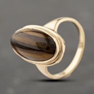 Pre-Owned Yellow Gold Tigers Eye Oblong Dress Ring 41103912