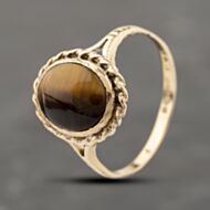 Pre-Owned Vintage Yellow Gold Tigers Eye Oval Rope Edged Dress Ring 41103913