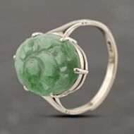 Pre-Owned Antique White Gold Jade Oval Dress Ring 41103916