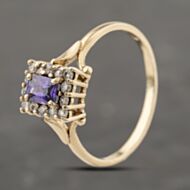 Pre-Owned 9ct Yellow Gold Amethyst & Cubic Zirconia Dress Ring 41103927