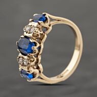 Pre-Owned 9ct Yellow Gold Blue Spinel & White Spinel Seven Stone Ring 41103932