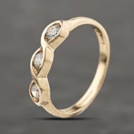 Pre-Owned 9ct Yellow Gold Cubic Zirconia Three Stone Ring 41103938