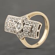 Pre-Owned 9ct Yellow Gold Cubic Zirconia Art Deco Style Cocktail Ring 41103943