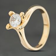 Pre-Owned 9ct Yellow Gold Cubic Zirconia High Set Round Solitaire Ring 41103946