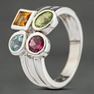 Pre-Owned 9ct White Gold Multi Stone Abstract Four Stone Ring 41103948