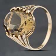 Pre-Owned 9ct Yellow Gold Smoky Quartz Large Oval Tension Set Dress Ring 41103966