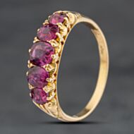 Pre-Owned Vintage Yellow Gold Rubellite Five Stone Ring 41103976