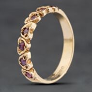 Pre-Owned 9ct Yellow Gold Ruby Heart Shaped Half Eternity Ring 41103977